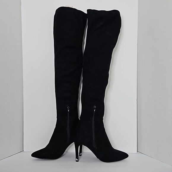 Call It Spring Thigh High Black Boots Nubuck Rosenman Size 6/36 - Picture 4 of 12